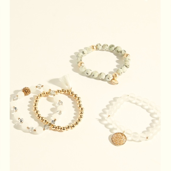 NWT Altar’d State Natural Stone Beaded Bracelet Set - Picture 2 of 3